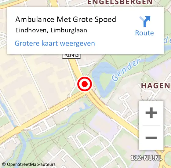 Locatie op kaart van de 112 melding: Ambulance Met Grote Spoed Naar Eindhoven, Limburglaan op 22 november 2018 21:26