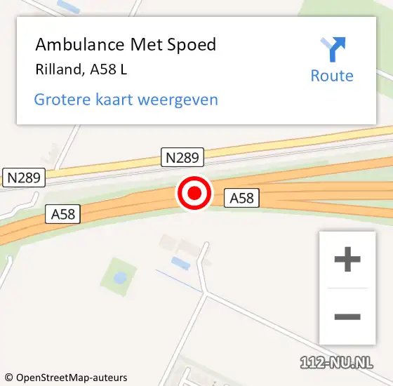 Locatie op kaart van de 112 melding: Ambulance Met Spoed Naar Rilland, A58 L op 23 november 2018 17:18
