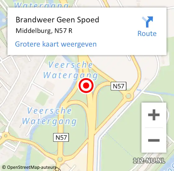 Locatie op kaart van de 112 melding: Brandweer Geen Spoed Naar Middelburg, N57 R op 24 november 2018 11:53