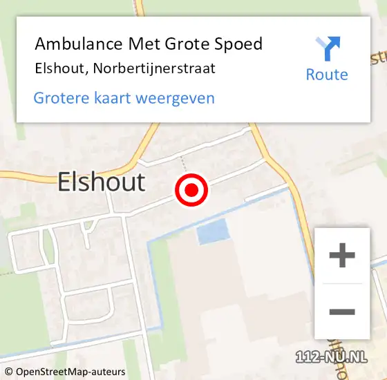 Locatie op kaart van de 112 melding: Ambulance Met Grote Spoed Naar Elshout, Norbertijnerstraat op 24 november 2018 12:33