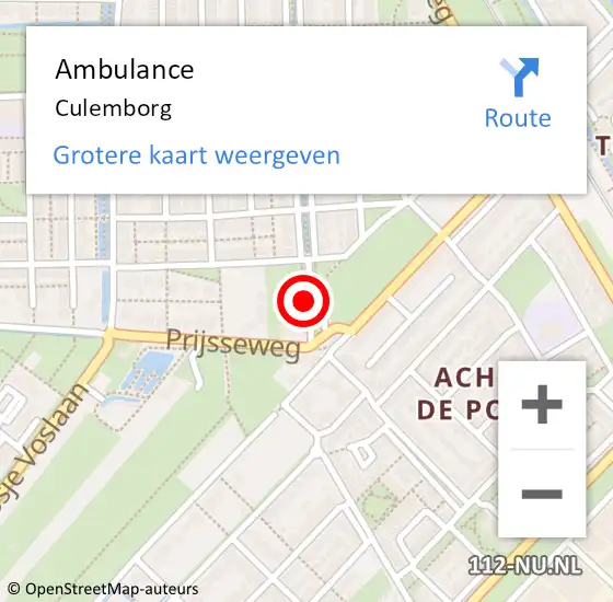 Locatie op kaart van de 112 melding: Ambulance Culemborg op 24 november 2018 17:07