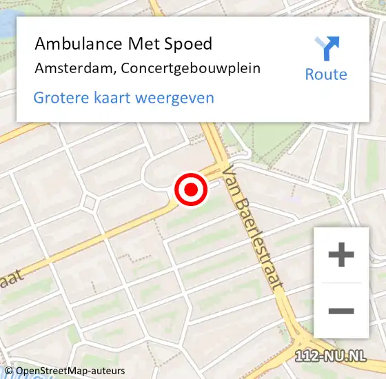 Locatie op kaart van de 112 melding: Ambulance Met Spoed Naar Amsterdam, Concertgebouwplein op 24 november 2018 22:27