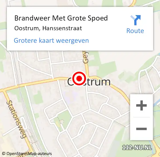 Locatie op kaart van de 112 melding: Brandweer Met Grote Spoed Naar Oostrum, Hanssenstraat op 25 november 2018 00:49