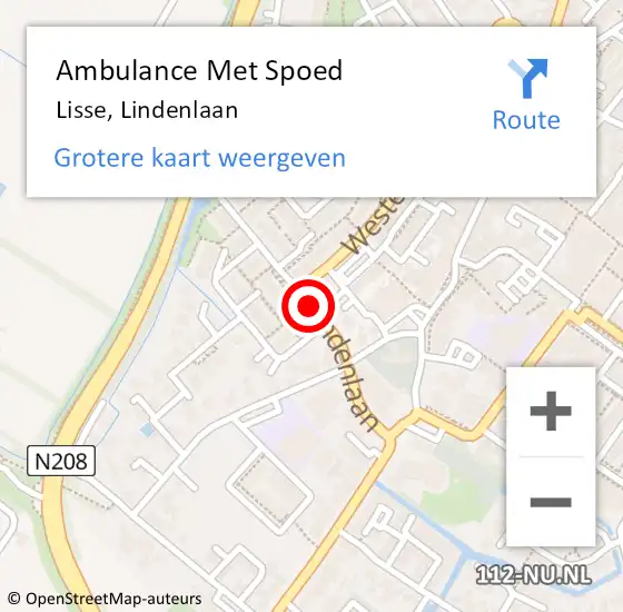 Locatie op kaart van de 112 melding: Ambulance Met Spoed Naar Lisse, Lindenlaan op 25 november 2018 01:40