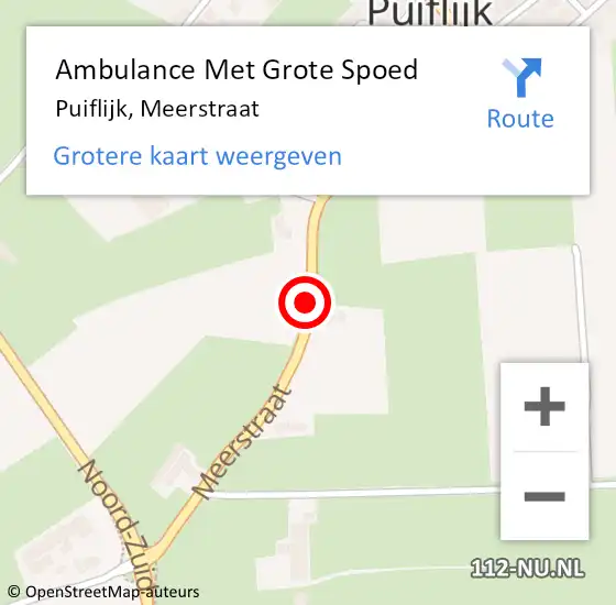 Locatie op kaart van de 112 melding: Ambulance Met Grote Spoed Naar Puiflijk, Meerstraat op 25 november 2018 06:07