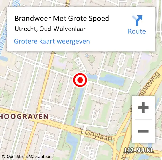 Locatie op kaart van de 112 melding: Brandweer Met Grote Spoed Naar Utrecht, Oud-Wulvenlaan op 25 november 2018 18:42
