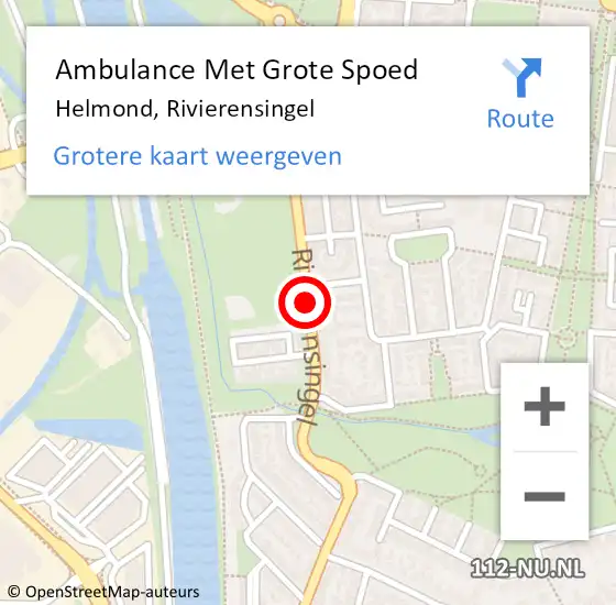 Locatie op kaart van de 112 melding: Ambulance Met Grote Spoed Naar Helmond, Rivierensingel op 25 november 2018 19:10