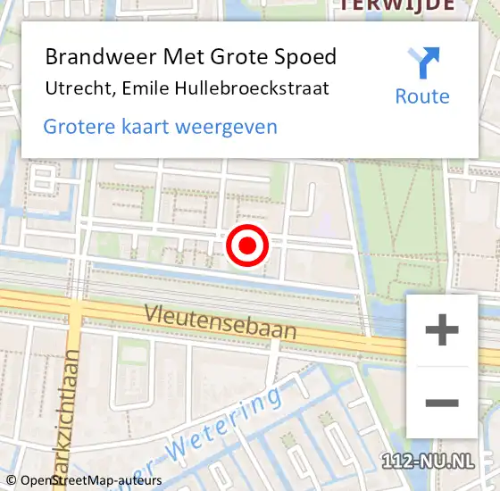 Locatie op kaart van de 112 melding: Brandweer Met Grote Spoed Naar Utrecht, Emile Hullebroeckstraat op 25 november 2018 19:41