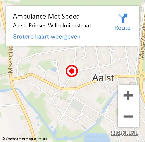 Locatie op kaart van de 112 melding: Ambulance Met Spoed Naar Aalst, Prinses Wilhelminastraat op 25 november 2018 20:04