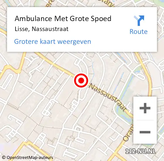 Locatie op kaart van de 112 melding: Ambulance Met Grote Spoed Naar Lisse, Nassaustraat op 25 november 2018 20:10
