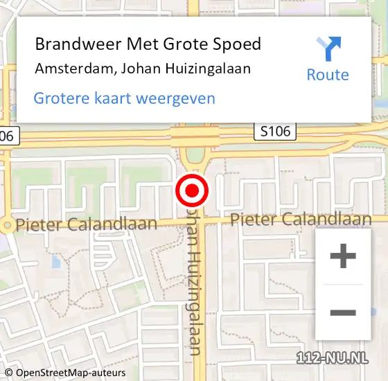 Locatie op kaart van de 112 melding: Brandweer Met Grote Spoed Naar Amsterdam, Johan Huizingalaan op 26 november 2018 06:18