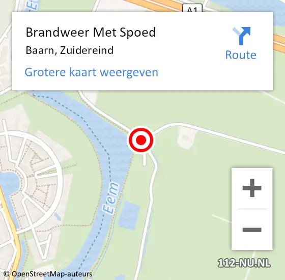 Locatie op kaart van de 112 melding: Brandweer Met Spoed Naar Baarn, Zuidereind op 26 november 2018 11:20