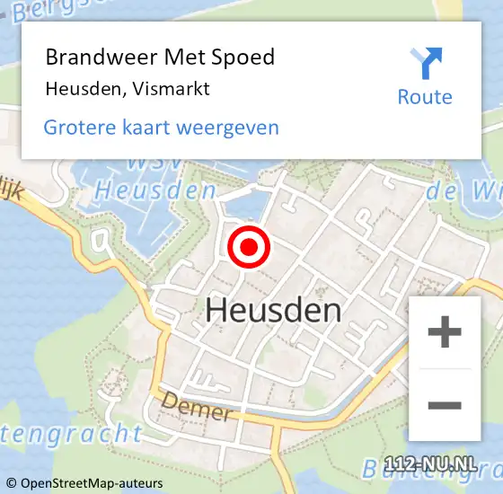 Locatie op kaart van de 112 melding: Brandweer Met Spoed Naar Heusden, Vismarkt op 26 november 2018 17:05