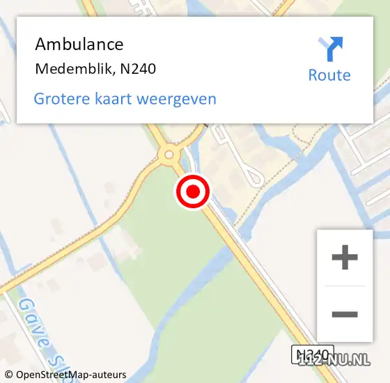 Locatie op kaart van de 112 melding: Ambulance Medemblik, N240 op 26 november 2018 17:31