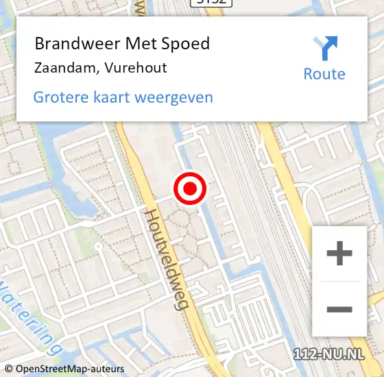 Locatie op kaart van de 112 melding: Brandweer Met Spoed Naar Zaandam, Vurehout op 26 november 2018 22:24