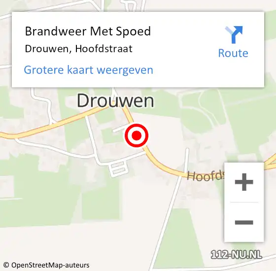 Locatie op kaart van de 112 melding: Brandweer Met Spoed Naar Drouwen, Hoofdstraat op 15 maart 2014 21:02