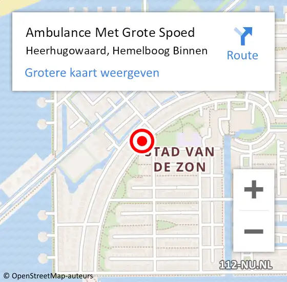 Locatie op kaart van de 112 melding: Ambulance Met Grote Spoed Naar Heerhugowaard, Hemelboog Binnen op 27 november 2018 01:21