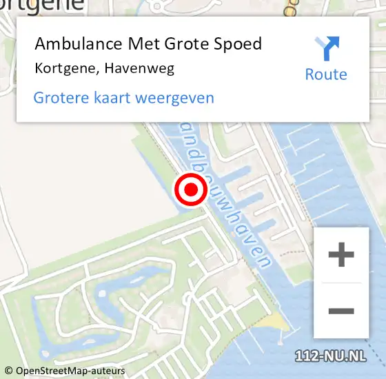 Locatie op kaart van de 112 melding: Ambulance Met Grote Spoed Naar Kortgene, Havenweg op 27 november 2018 12:09