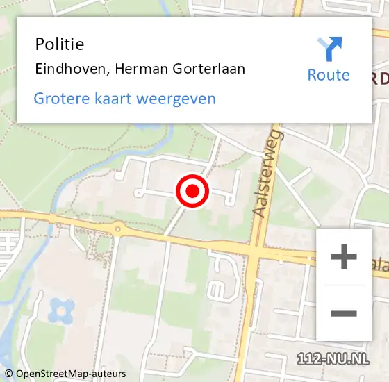 Locatie op kaart van de 112 melding: Politie Eindhoven, Herman Gorterlaan op 27 november 2018 17:25