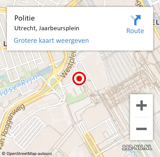 Locatie op kaart van de 112 melding: Politie Utrecht, Jaarbeursplein op 27 november 2018 19:06
