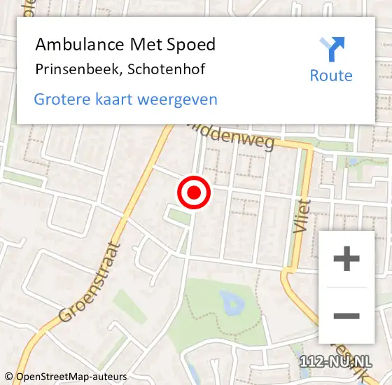 Locatie op kaart van de 112 melding: Ambulance Met Spoed Naar Prinsenbeek, Schotenhof op 27 november 2018 22:10