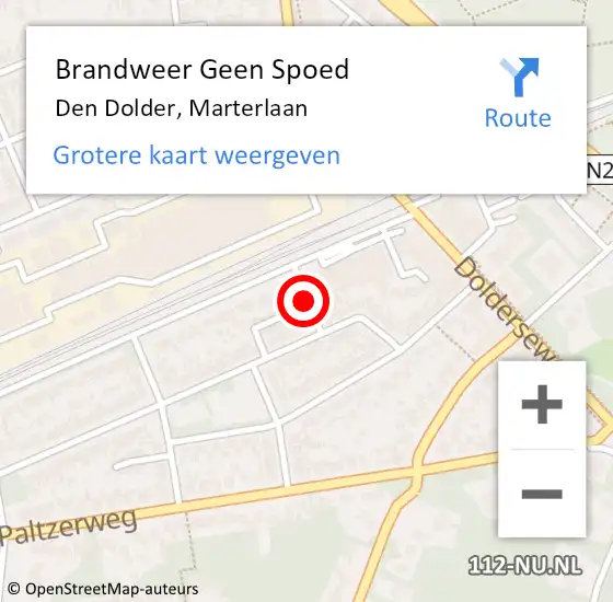 Locatie op kaart van de 112 melding: Brandweer Geen Spoed Naar Den Dolder, Marterlaan op 28 november 2018 00:08