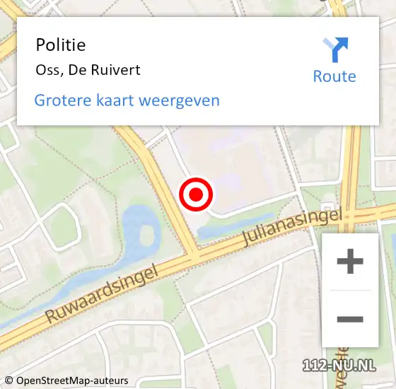 Locatie op kaart van de 112 melding: Politie Oss, De Ruivert op 28 november 2018 10:13
