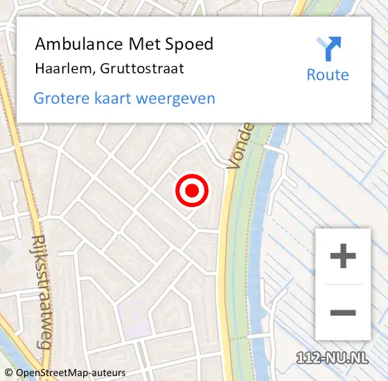 Locatie op kaart van de 112 melding: Ambulance Met Spoed Naar Haarlem, Gruttostraat op 28 november 2018 10:18