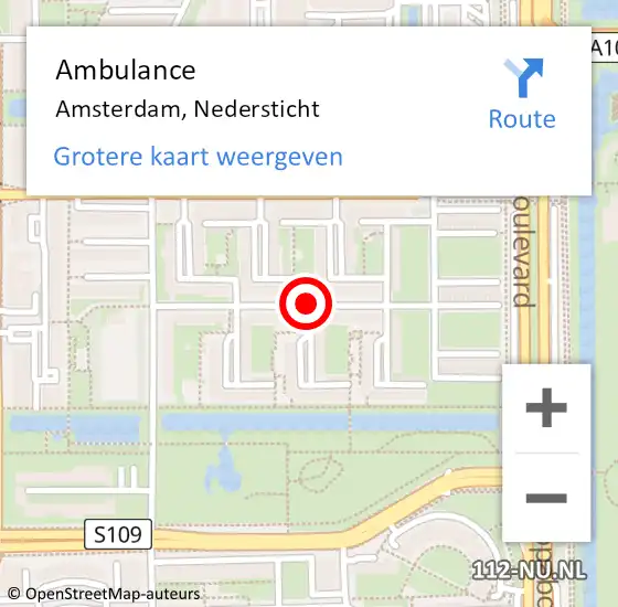 Locatie op kaart van de 112 melding: Ambulance Amsterdam, Nedersticht op 28 november 2018 13:40
