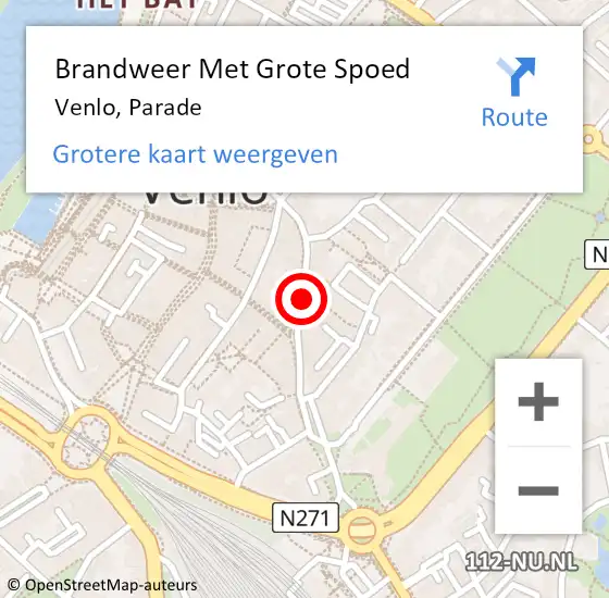 Locatie op kaart van de 112 melding: Brandweer Met Grote Spoed Naar Venlo, Parade op 28 november 2018 14:02