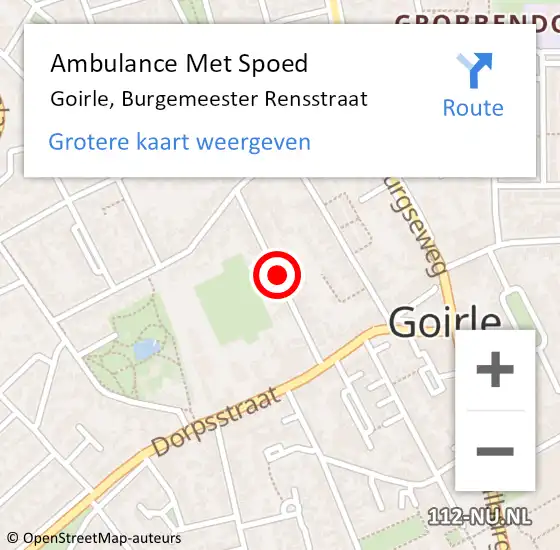 Locatie op kaart van de 112 melding: Ambulance Met Spoed Naar Goirle, Burgemeester Rensstraat op 28 november 2018 17:53