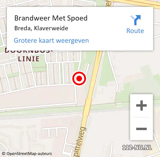 Locatie op kaart van de 112 melding: Brandweer Met Spoed Naar Breda, Klaverweide op 28 november 2018 18:31