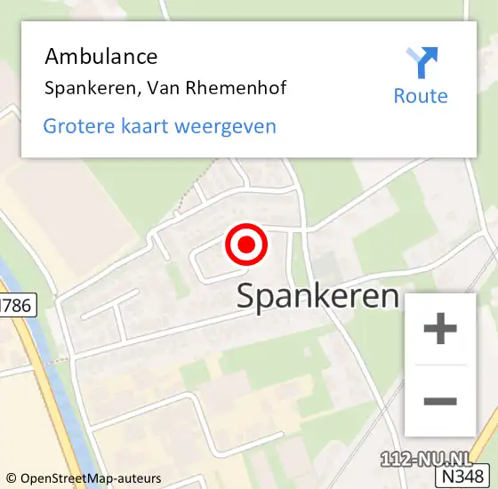 Locatie op kaart van de 112 melding: Ambulance Spankeren, Van Rhemenhof op 28 november 2018 20:38