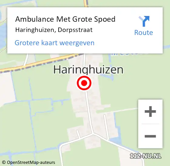 Locatie op kaart van de 112 melding: Ambulance Met Grote Spoed Naar Haringhuizen, Dorpsstraat op 29 november 2018 05:45