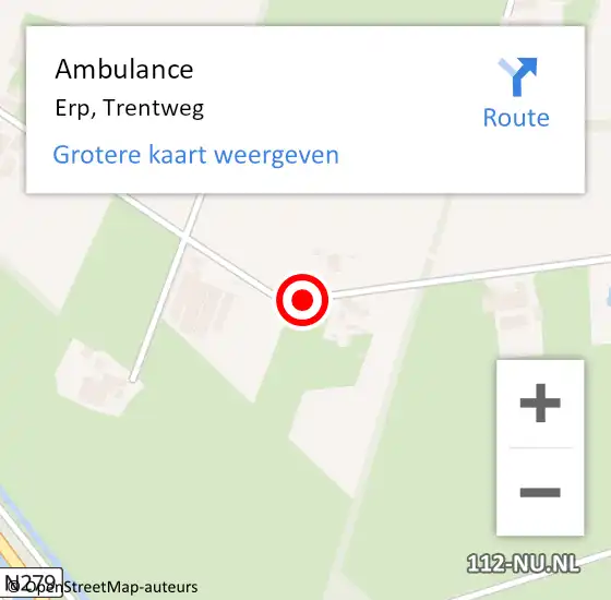 Locatie op kaart van de 112 melding: Ambulance Erp, Trentweg op 29 november 2018 14:44