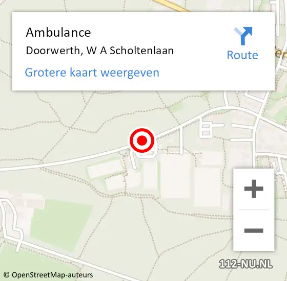 Locatie op kaart van de 112 melding: Ambulance Doorwerth, W A Scholtenlaan op 29 november 2018 15:07