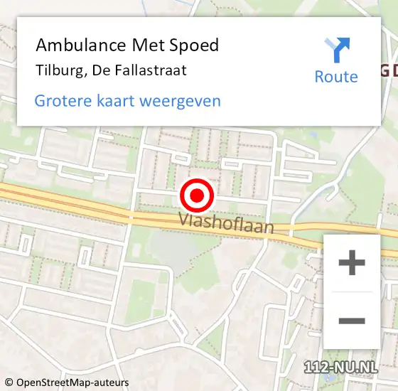 Locatie op kaart van de 112 melding: Ambulance Met Spoed Naar Tilburg, De Fallastraat op 29 november 2018 23:44