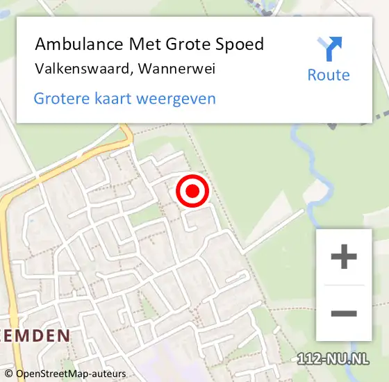 Locatie op kaart van de 112 melding: Ambulance Met Grote Spoed Naar Valkenswaard, Wannerwei op 30 november 2018 01:05
