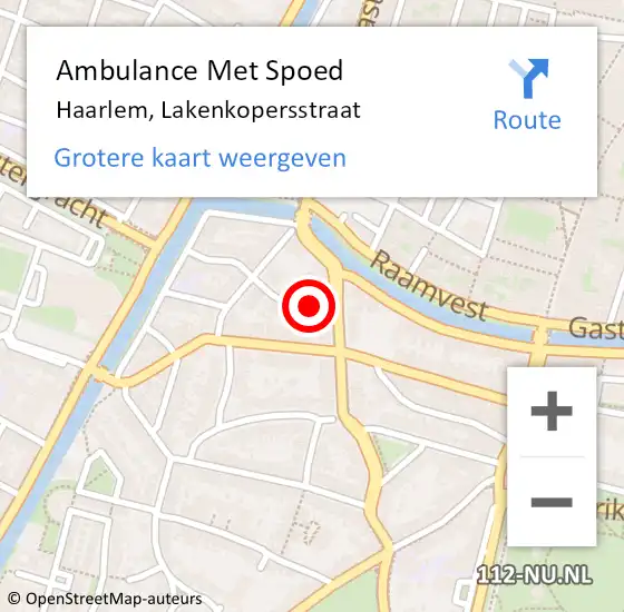 Locatie op kaart van de 112 melding: Ambulance Met Spoed Naar Haarlem, Lakenkopersstraat op 30 november 2018 01:36