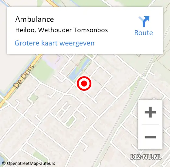 Locatie op kaart van de 112 melding: Ambulance Heiloo, Wethouder Tomsonbos op 30 november 2018 12:51