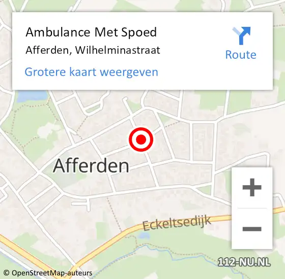 Locatie op kaart van de 112 melding: Ambulance Met Spoed Naar Afferden, Wilhelminastraat op 30 november 2018 13:11