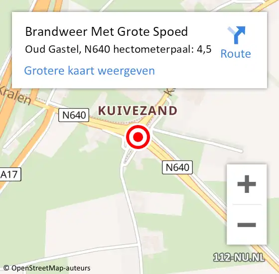 Locatie op kaart van de 112 melding: Brandweer Met Grote Spoed Naar Oud Gastel, N640 hectometerpaal: 4,5 op 30 november 2018 13:16