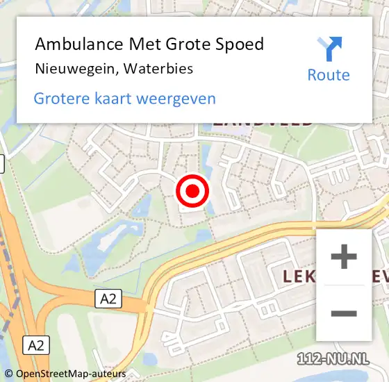 Locatie op kaart van de 112 melding: Ambulance Met Grote Spoed Naar Nieuwegein, Waterbies op 16 maart 2014 09:29