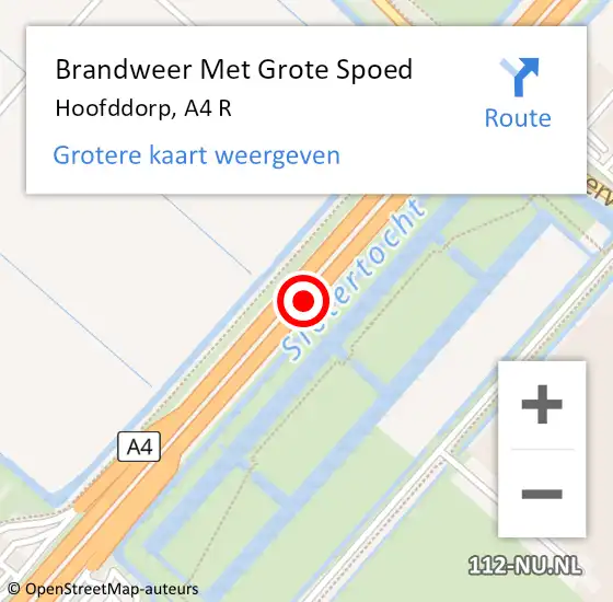 Locatie op kaart van de 112 melding: Brandweer Met Grote Spoed Naar Hoofddorp, A4 R op 30 november 2018 14:54