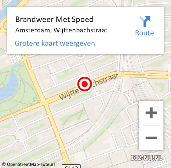 Locatie op kaart van de 112 melding: Brandweer Met Spoed Naar Amsterdam, Wijttenbachstraat op 30 november 2018 15:39