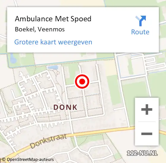 Locatie op kaart van de 112 melding: Ambulance Met Spoed Naar Boekel, Veenmos op 30 november 2018 17:30