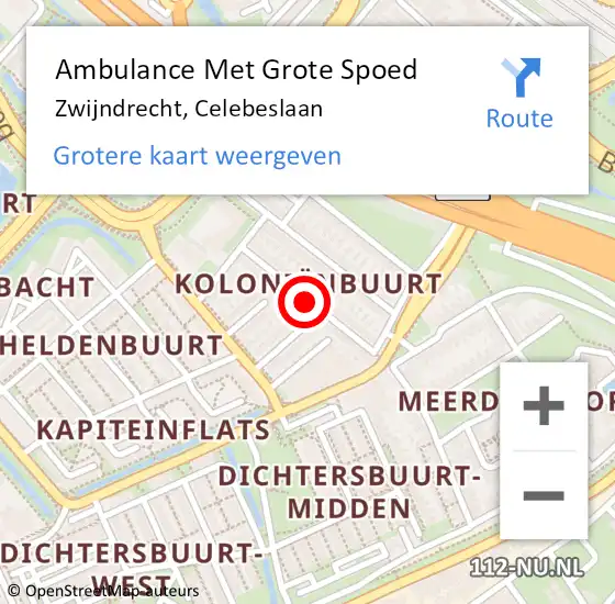 Locatie op kaart van de 112 melding: Ambulance Met Grote Spoed Naar Zwijndrecht, Celebeslaan op 30 november 2018 17:51