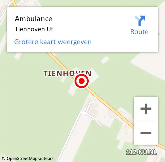 Locatie op kaart van de 112 melding: Ambulance Tienhoven Ut op 30 november 2018 19:35