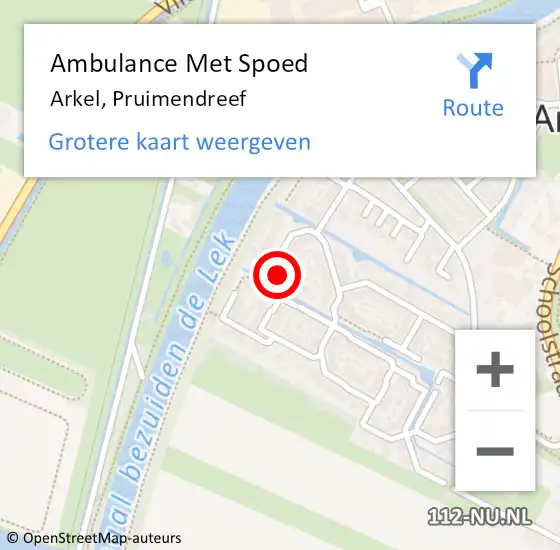 Locatie op kaart van de 112 melding: Ambulance Met Spoed Naar Arkel, Pruimendreef op 30 november 2018 21:45