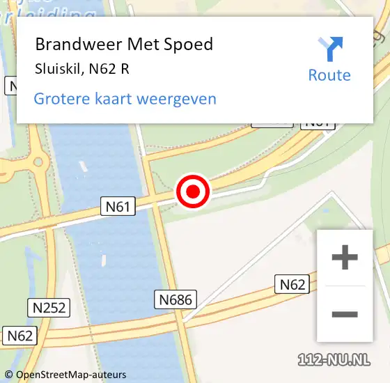Locatie op kaart van de 112 melding: Brandweer Met Spoed Naar Sluiskil, N62 R op 1 december 2018 08:27
